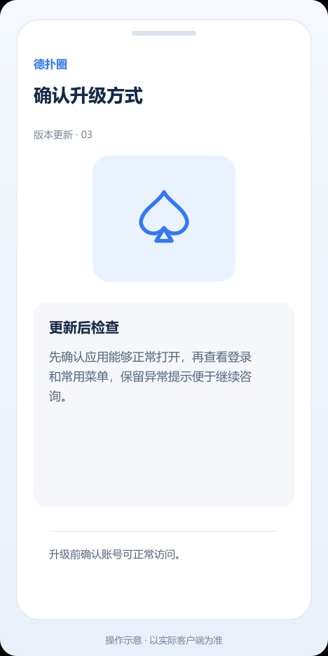 德扑圈 确认升级方式操作示意